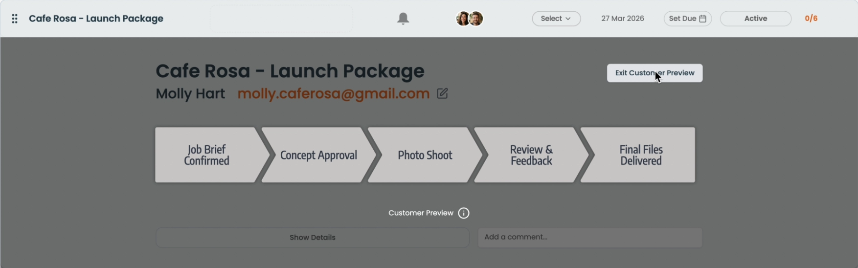 Customer preview in FoxTrak