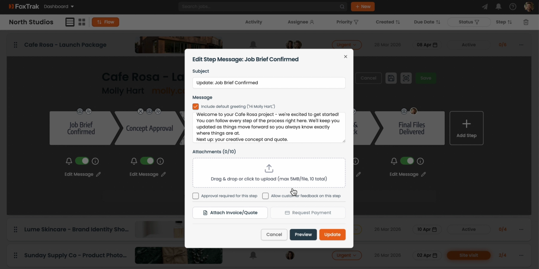 Customise your message in FoxTrak