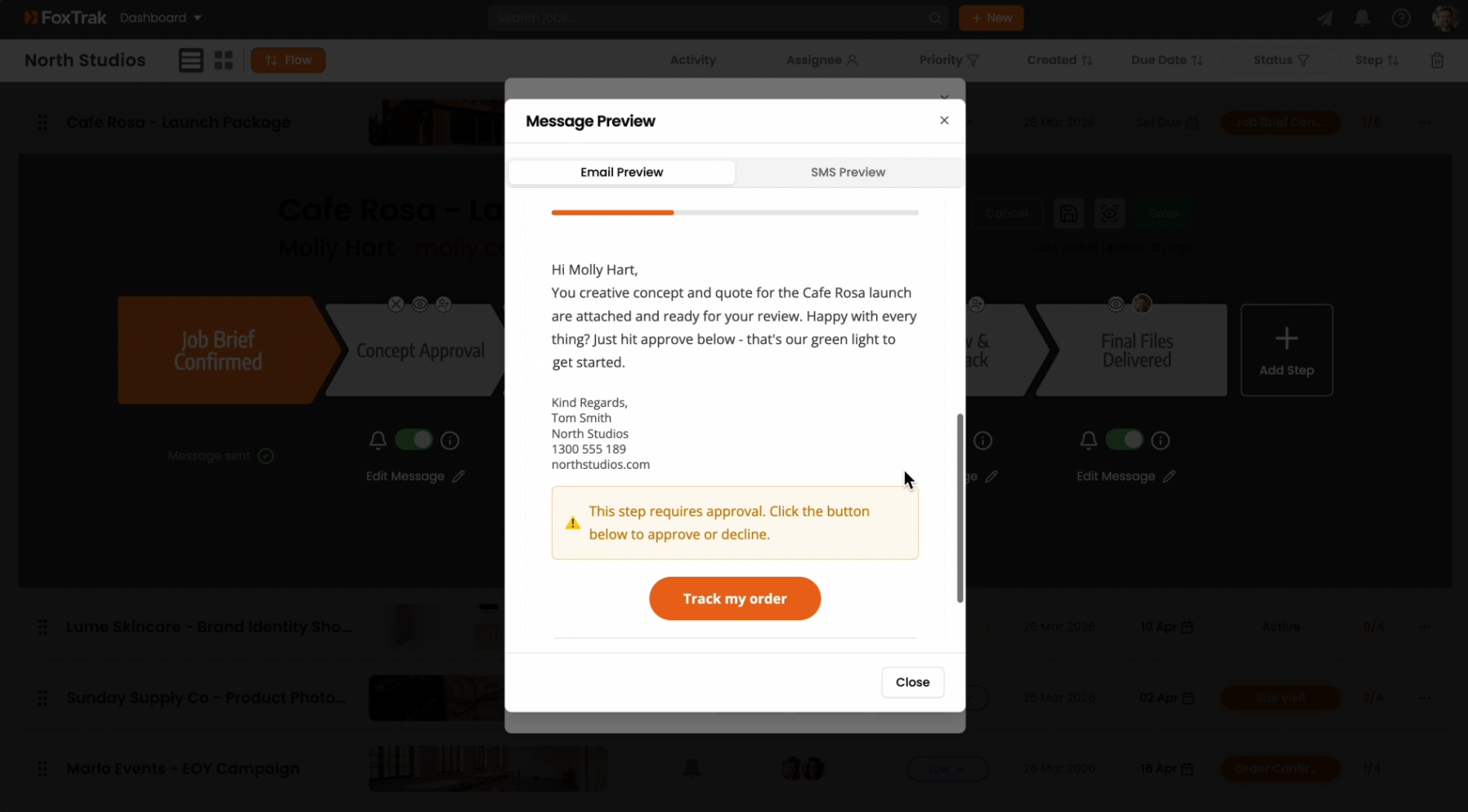 Preview your message in FoxTrak