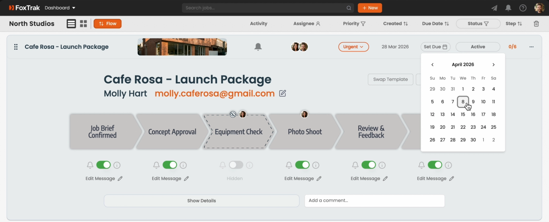 Setting the priority and due date in FoxTrak