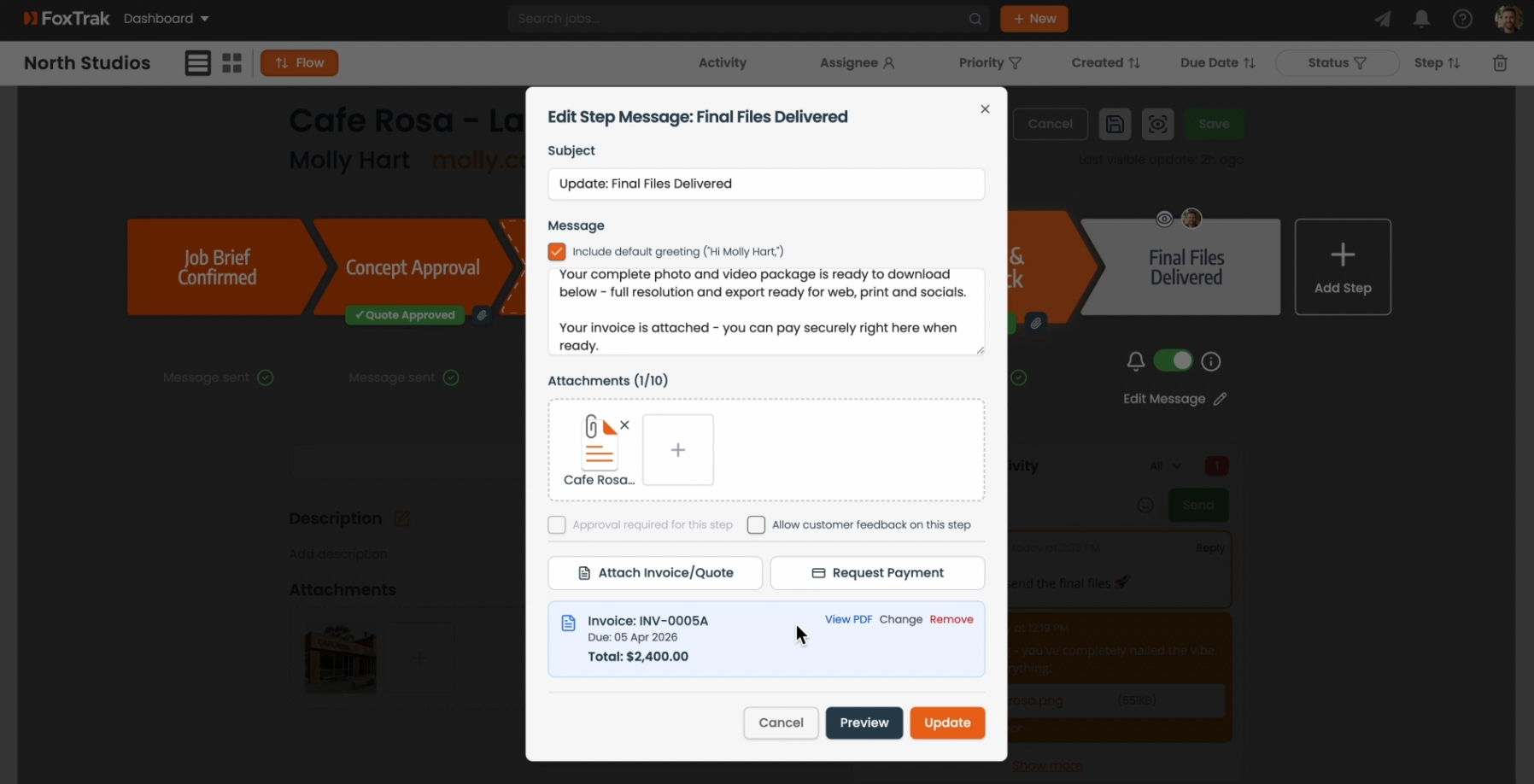 Saving invoice message in FoxTrak