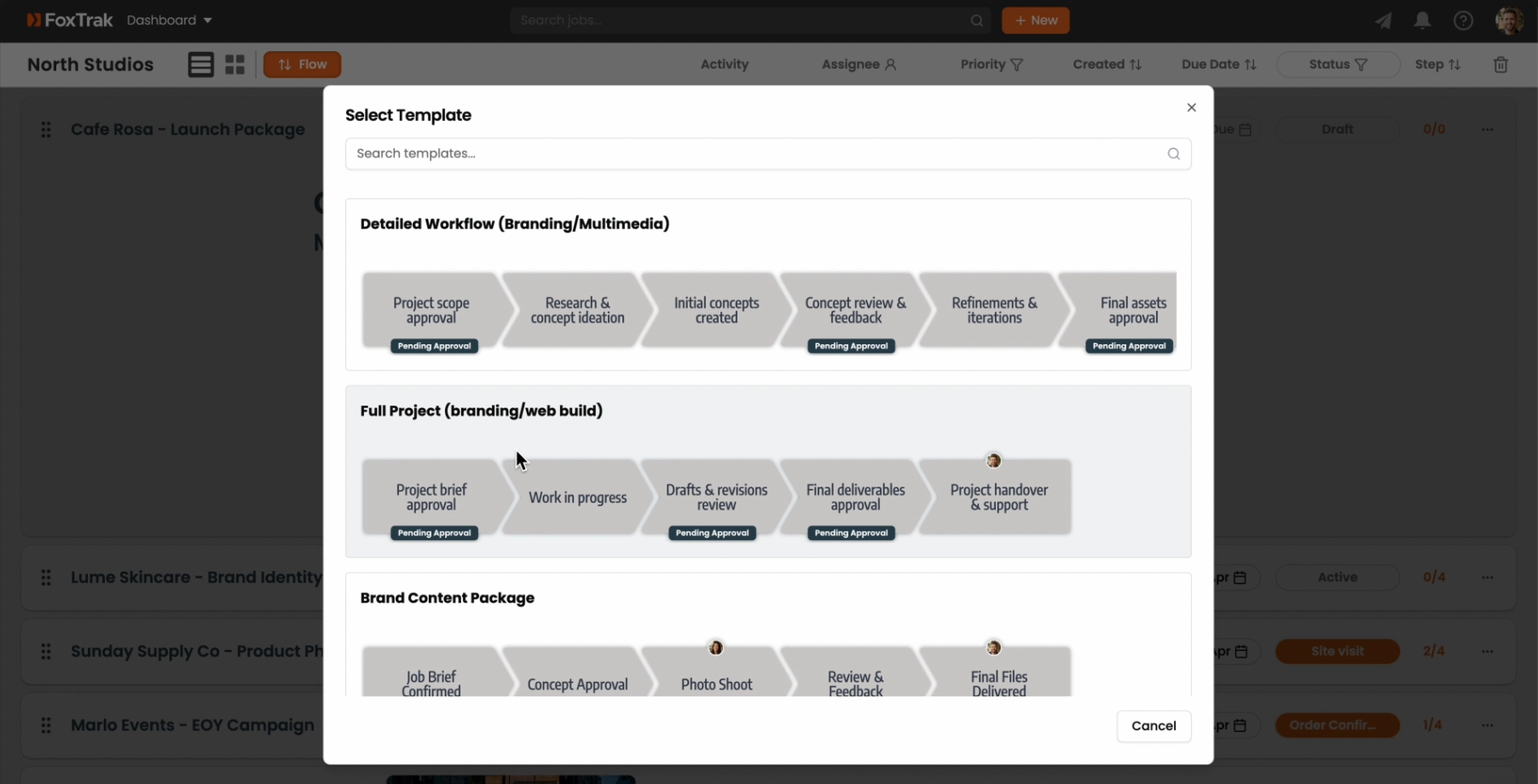 Using templates in FoxTrak