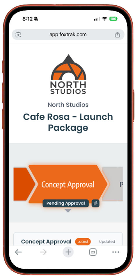 Customer live tracking page on phone